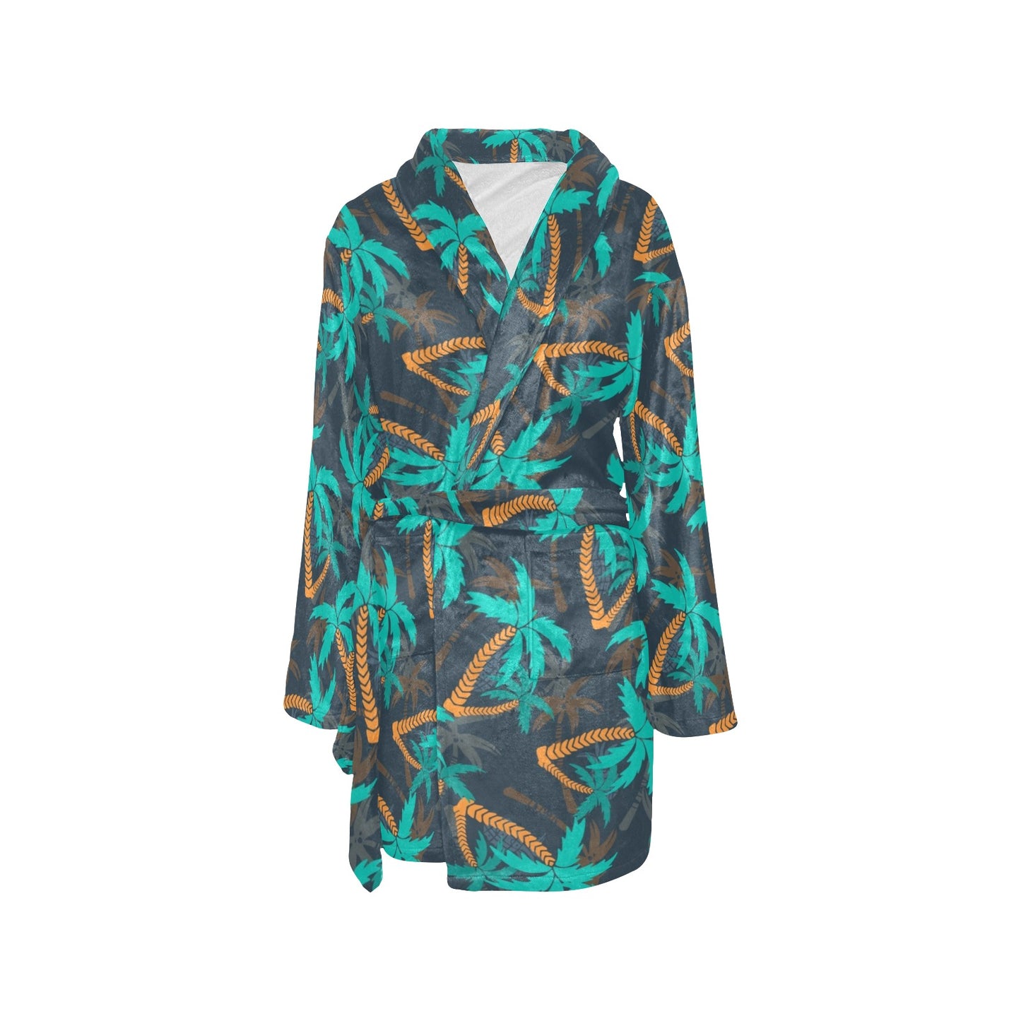 Palm Tree Pattern Print Design PT01 Women's Fleece Robe