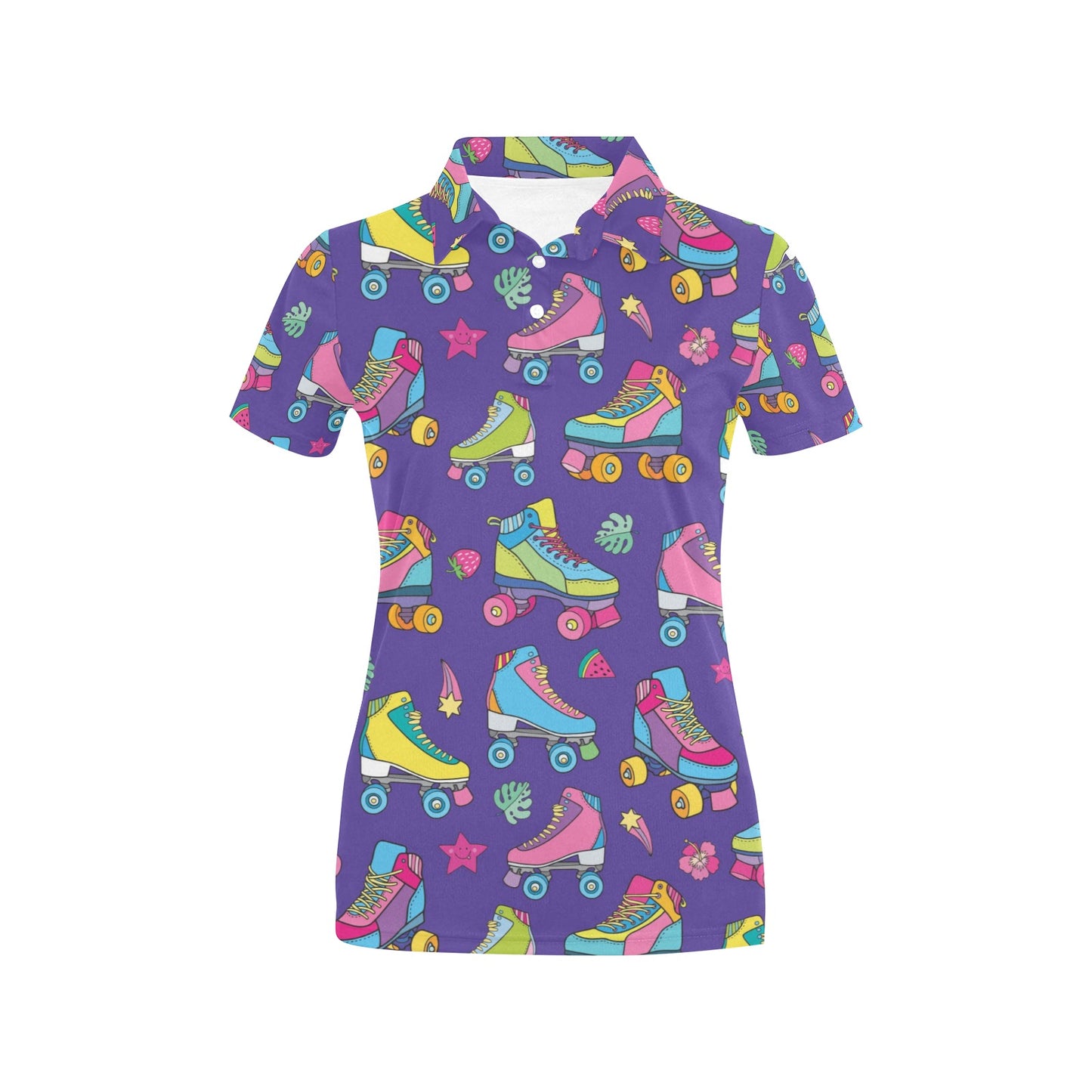 Roller skate Colorful Pattern Print Design A05 Women's Polo Shirt