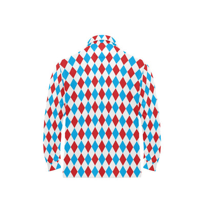 Harlequin Print Design LKS402 Long Sleeve Polo Shirt For Men's