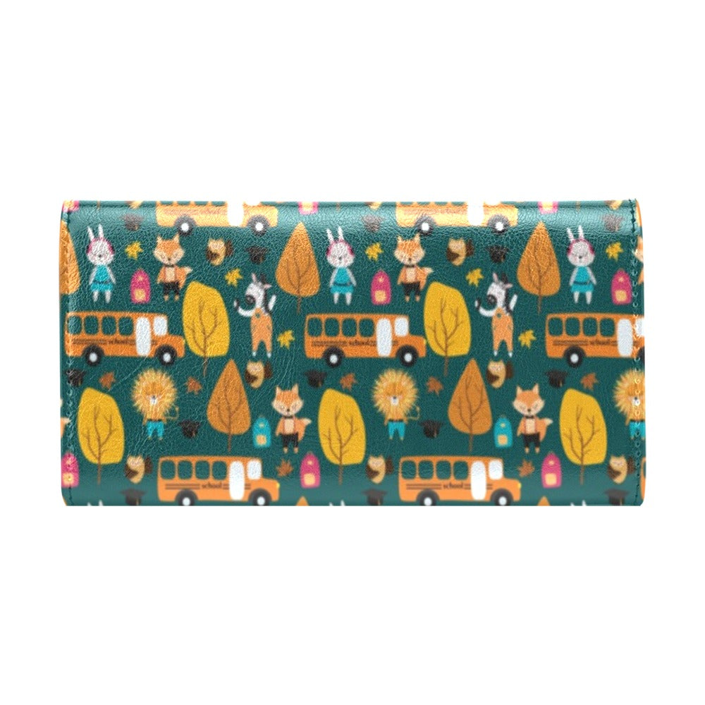 School Bus Print Design LKS309 Women's Trifold Wallet