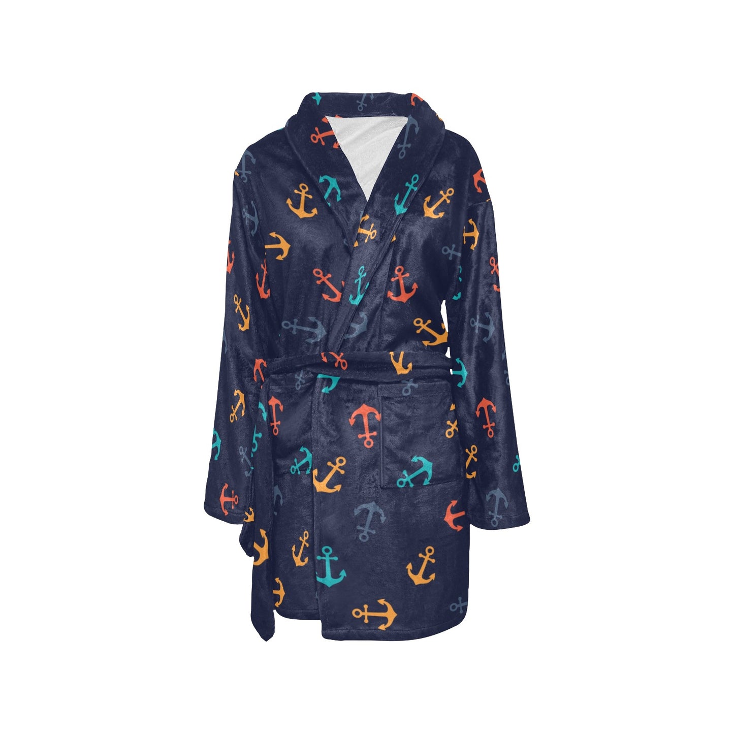 Anchor Pattern Print Design 05 Women's Fleece Robe
