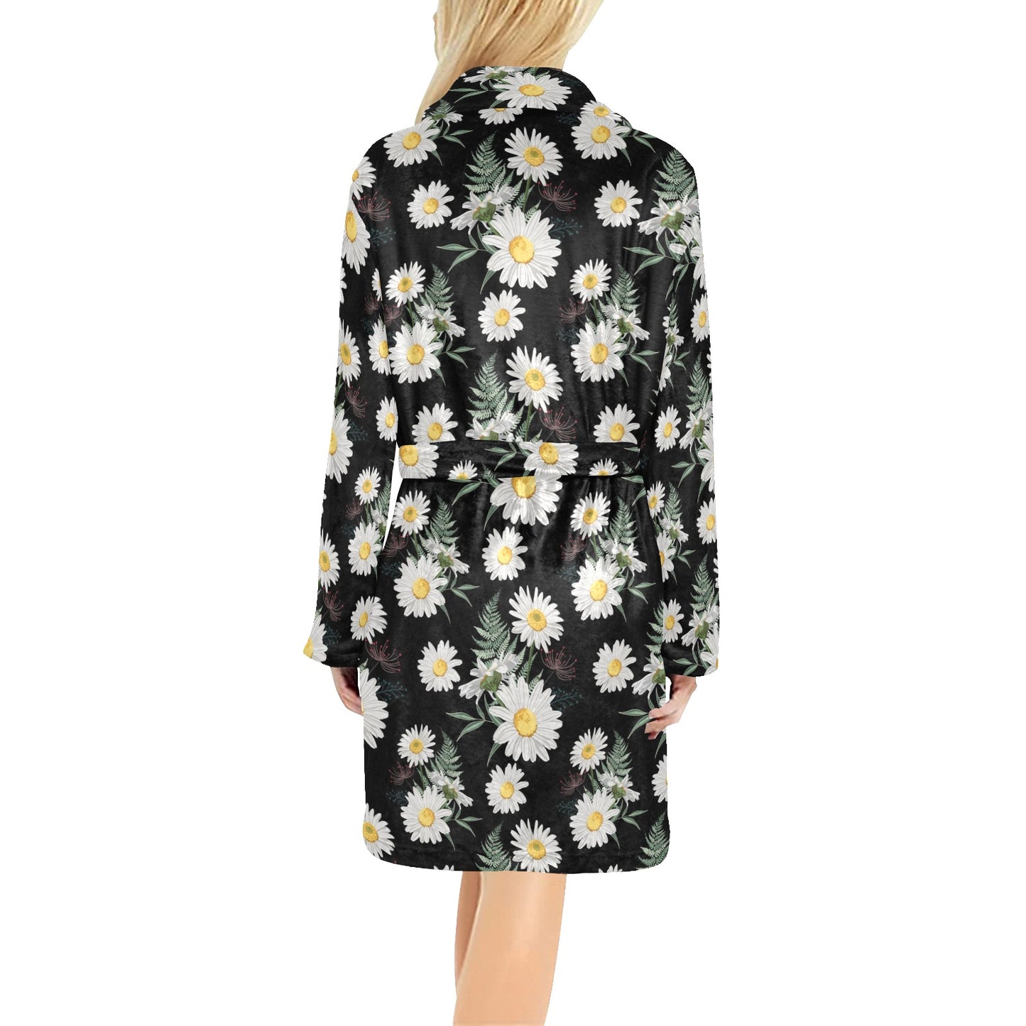 Daisy Pattern Print Design DS07 Women's Fleece Robe