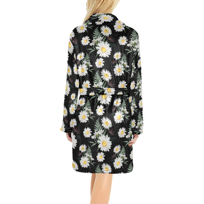Daisy Pattern Print Design DS07 Women's Fleece Robe