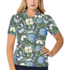 Hydrangea Pattern Print Design 02 Women's Polo Shirt