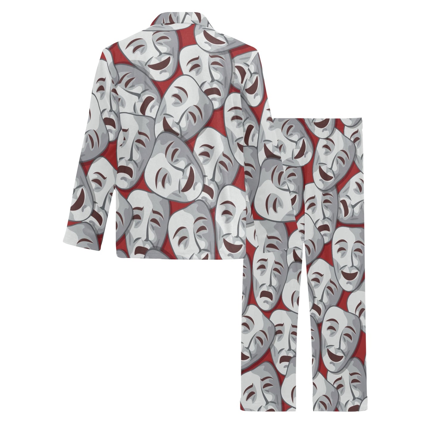 Acting Mask Pattern Print Design 01 Men's Long Pajama Set