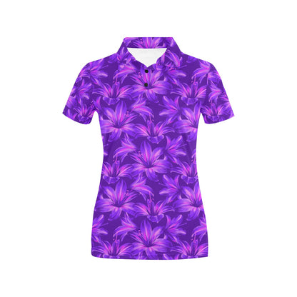 Amaryllis Pattern Print Design AL03 Women's Polo Shirt