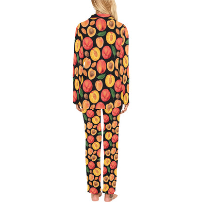 Peach Pattern Print Design A02 Women's Long Pajama Set