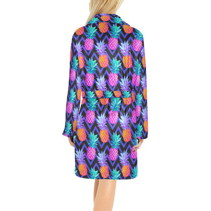 Pineapple Color Art Pattern Women's Fleece Robe