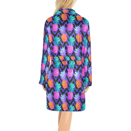 Pineapple Color Art Pattern Women's Fleece Robe