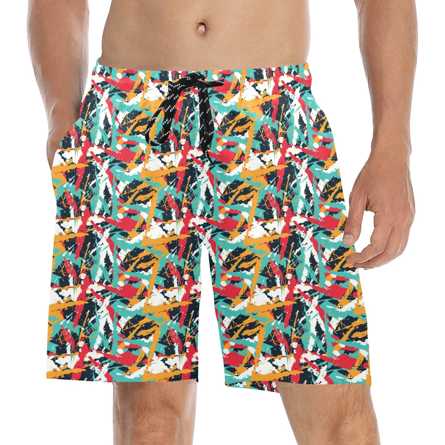 Splatter Print Design LKS304 Men's Swim Trunks Beach Shorts