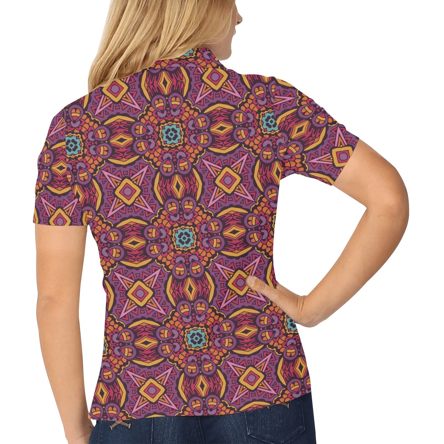 Bohemian Pattern Print Design 10 Women's Polo Shirt