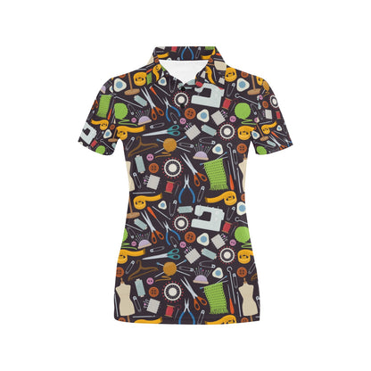 Sewing Equipment Print Design LKS308 Women's Polo Shirt