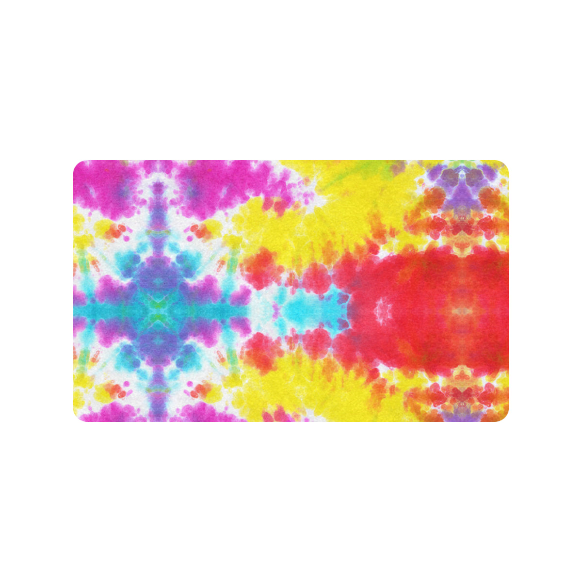 Tie Dye Rainbow Themed Print Rubber Doormat
