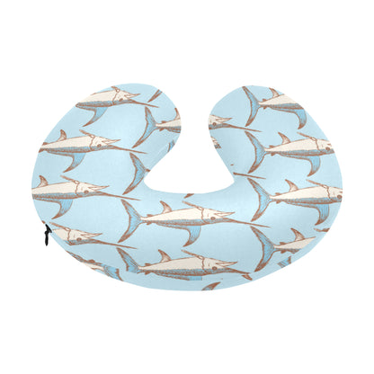 Swordfish Pattern Print Design 01 U-Shaped Travel Neck Pillow