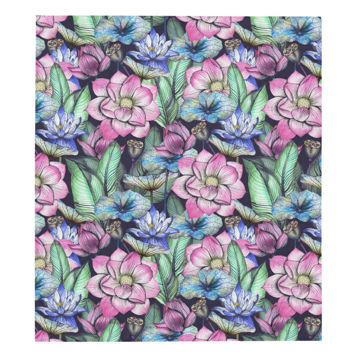 Water Lily Pattern Print Design WL07 Premium Quilt