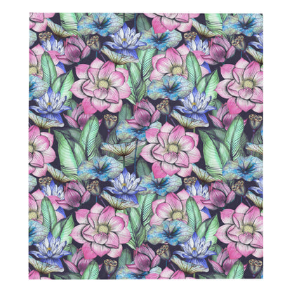 Water Lily Pattern Print Design WL07 Premium Quilt
