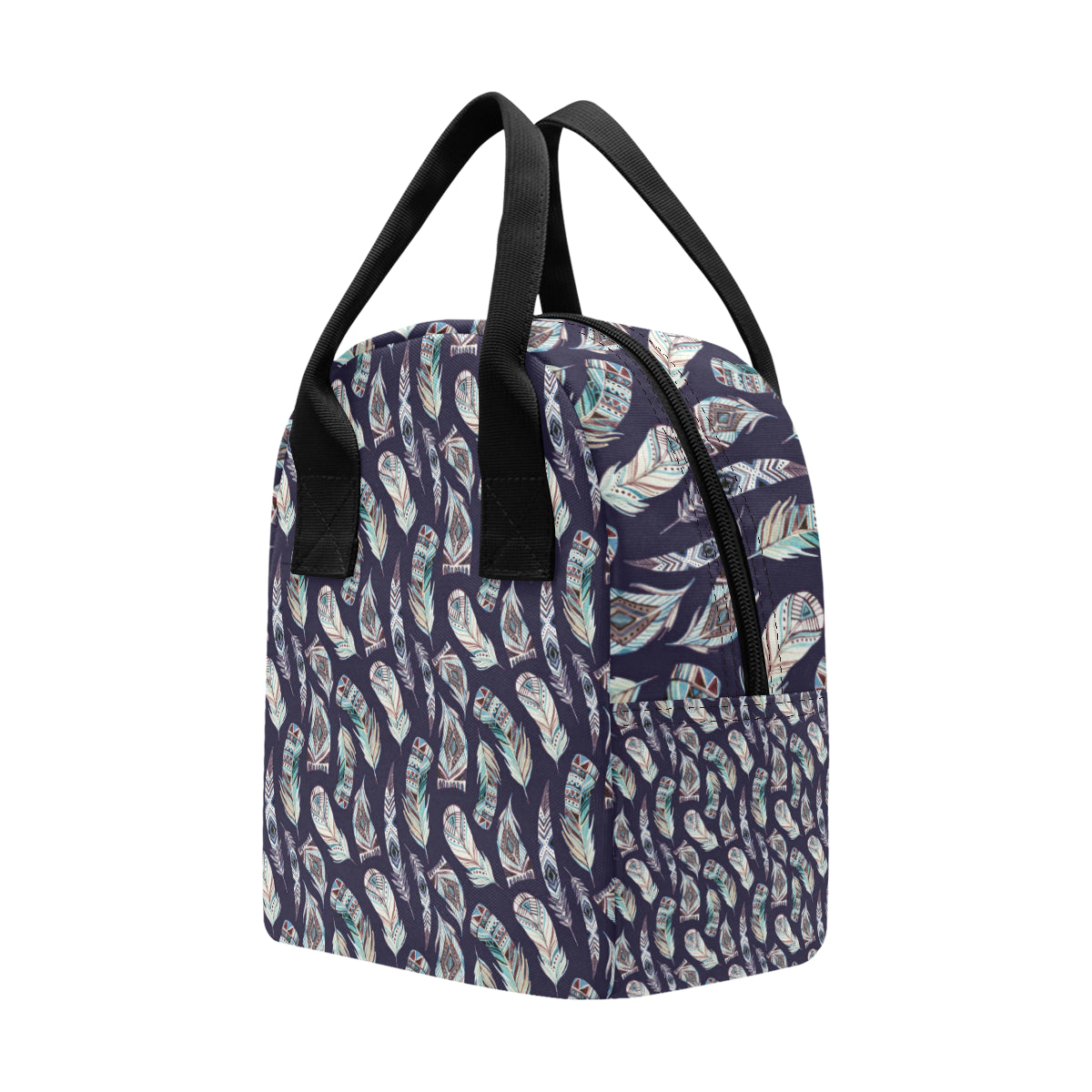 Feather Vintage Boho Design Print Insulated Lunch Bag