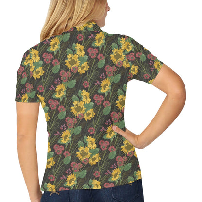 Sunflower Print Design LKS303 Women's Polo Shirt
