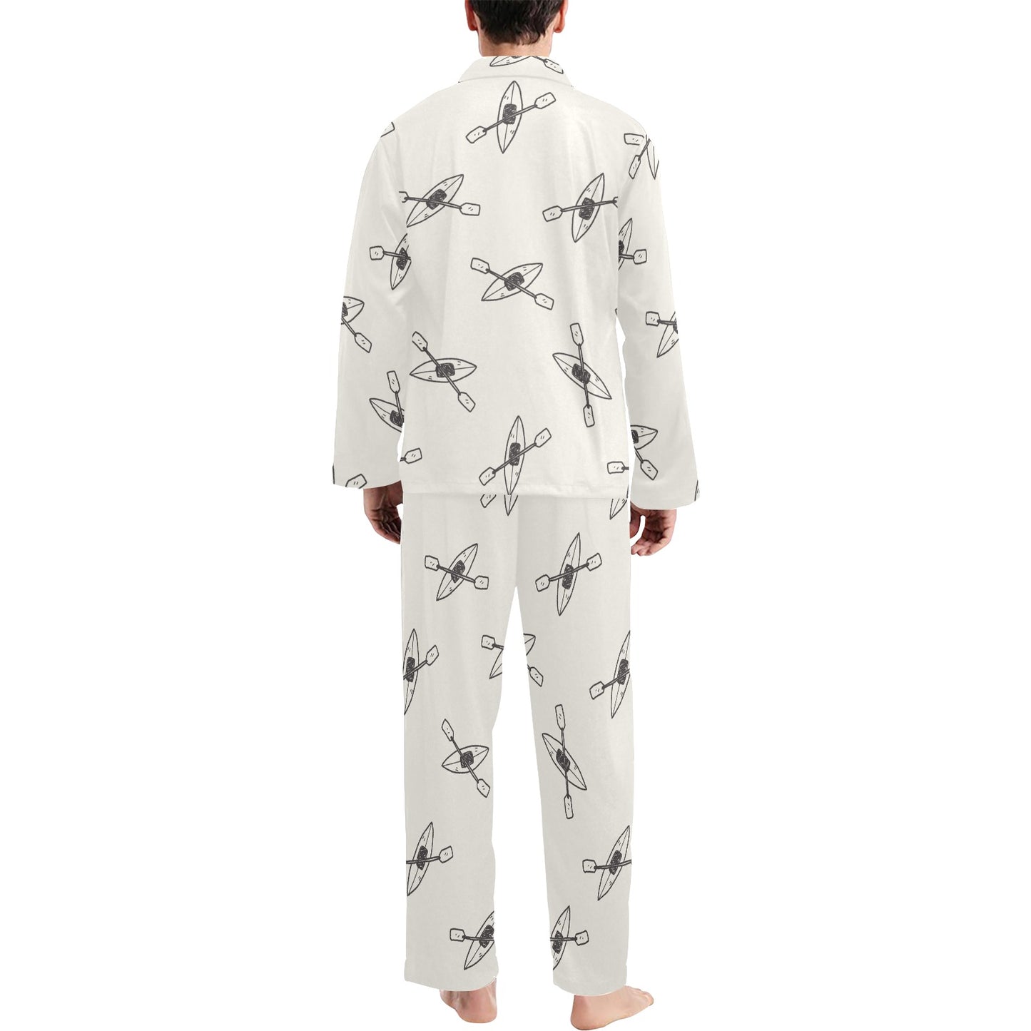 Kayak Pattern Print Design 01 Men's Long Pajama Set
