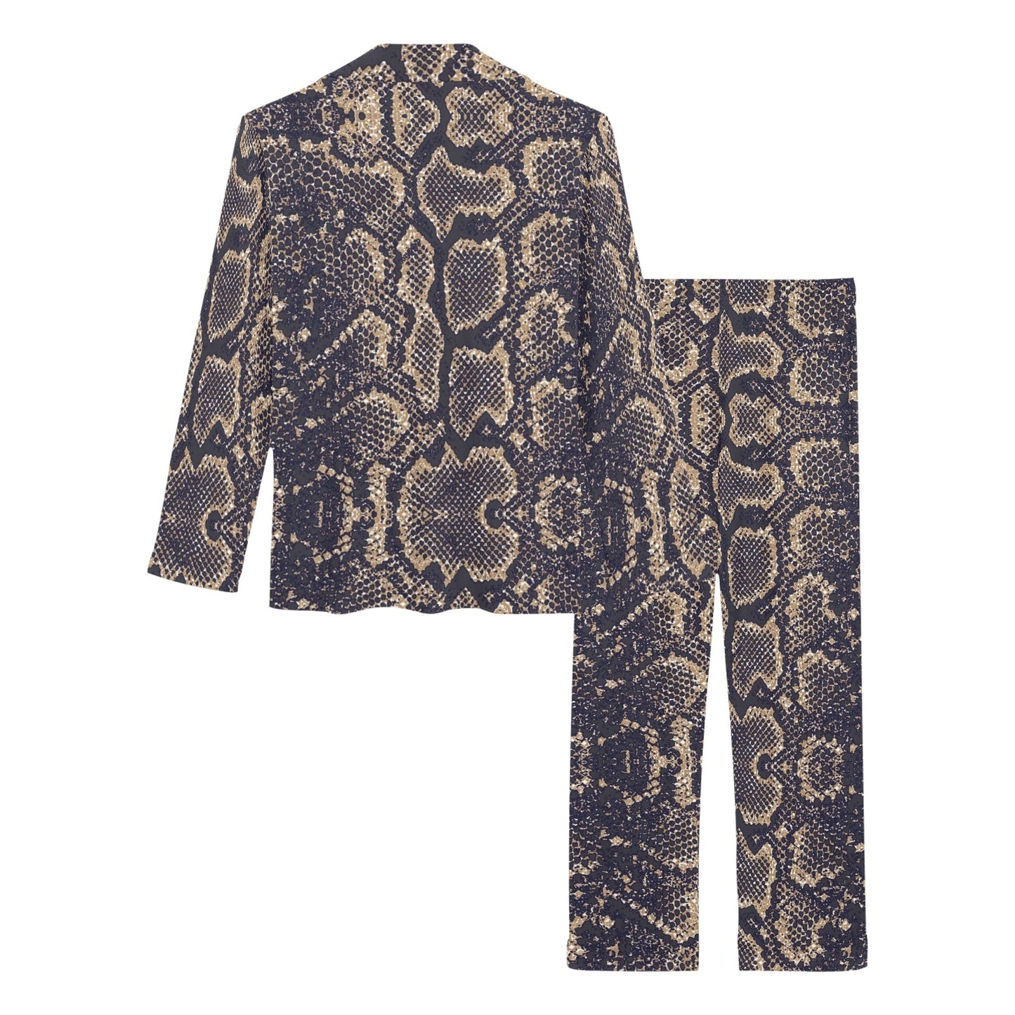 Snake Skin Pattern Print Women's Long Pajama Set
