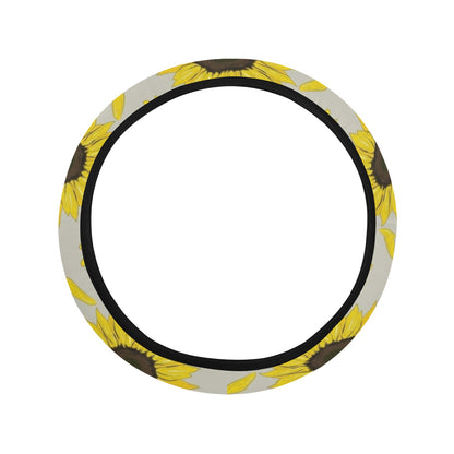 Sunflower Print Design LKS309 Steering Wheel Cover with Elastic Edge