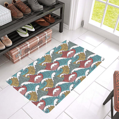 Tribal Wave Pattern Print Rubber Doormat
