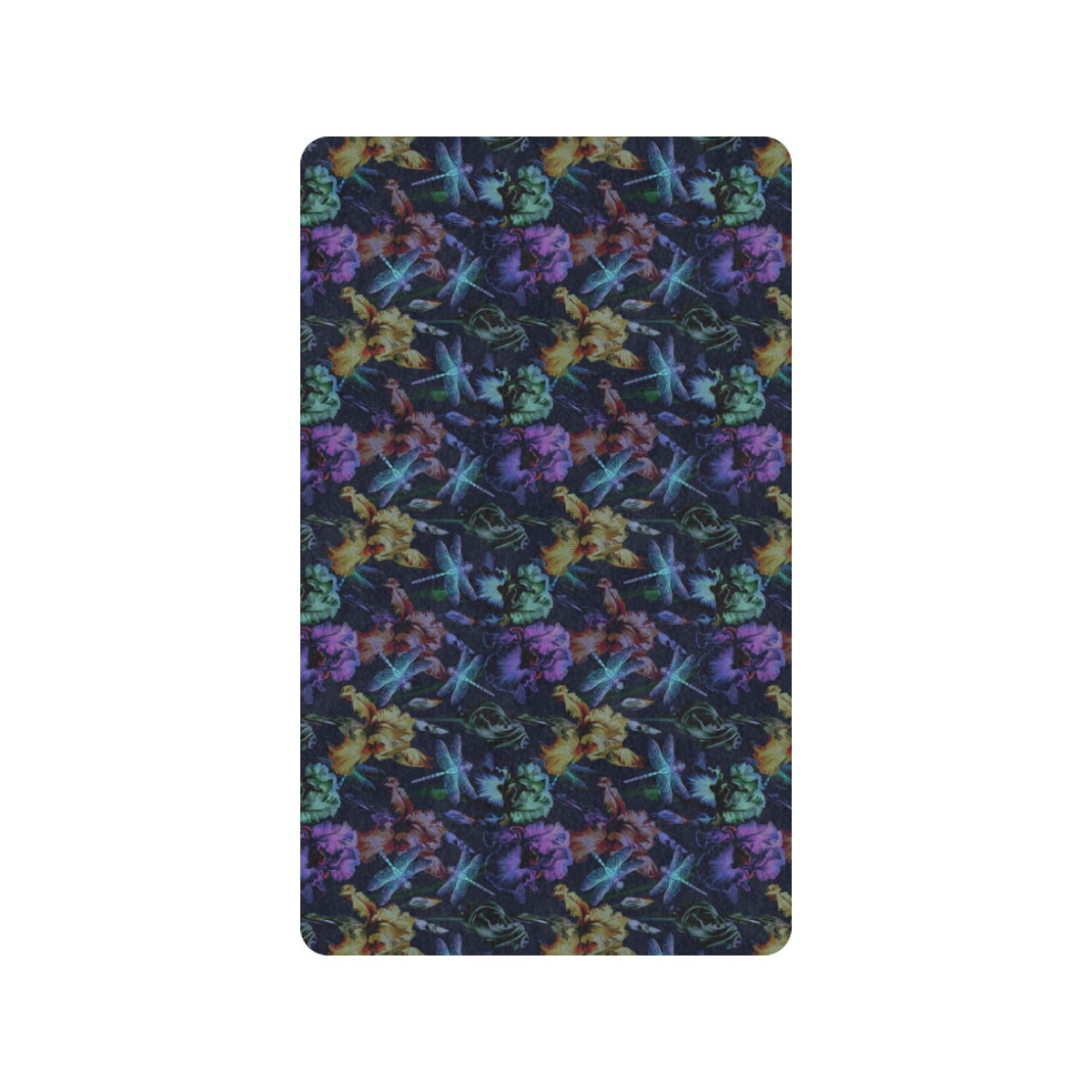 Dragonfly With Floral Print Pattern Rubber Doormat