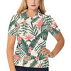 Tropical Flower Palm Leaves Women's Polo Shirt