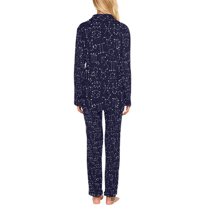 Zodiac Pattern Design Print Women's Long Pajama Set