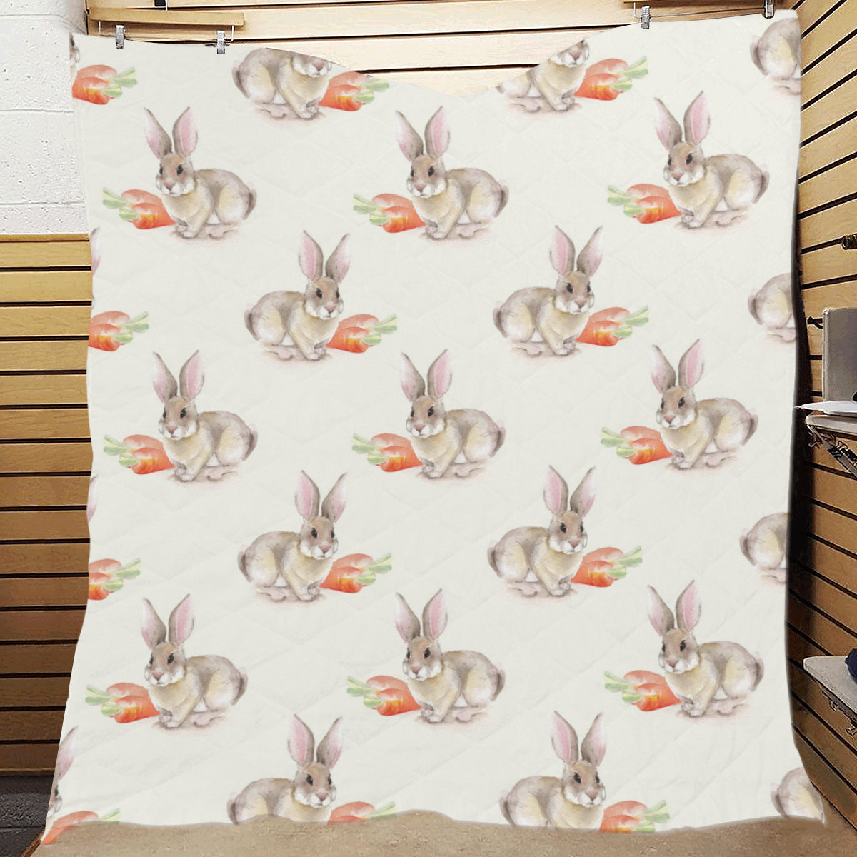 Rabbit Pattern Print Design 01 Premium Quilt