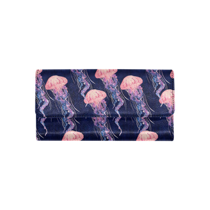 Jellyfish Pattern Print Design 03 Women's Trifold Wallet