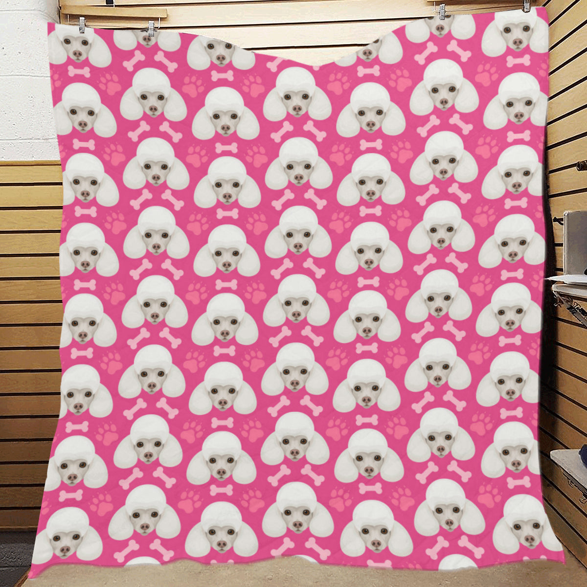 Poodle Pattern Print Design A04 Premium Quilt