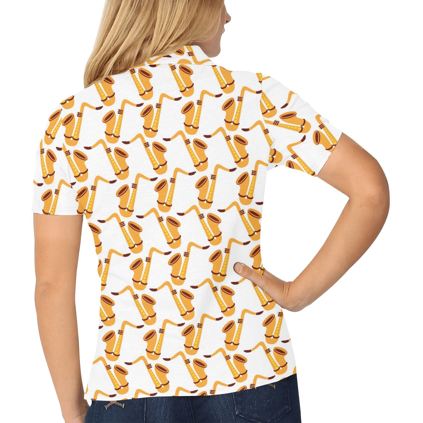 Saxophone Print Design LKS404 Women's Polo Shirt