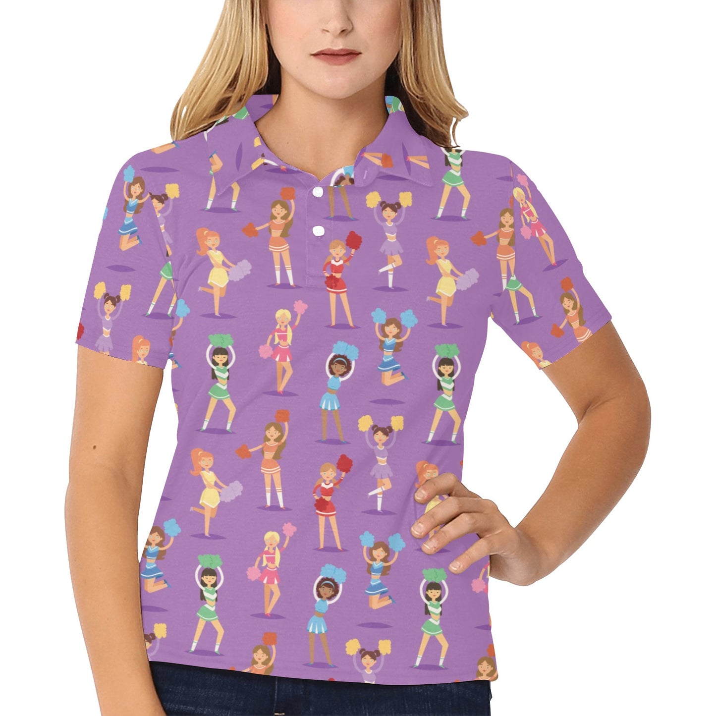 Cheerleader Pattern Print Design 02 Women's Polo Shirt