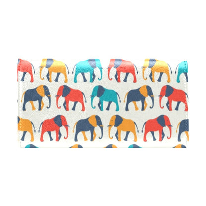 Elephant Colorful Print Pattern Women's Trifold Wallet