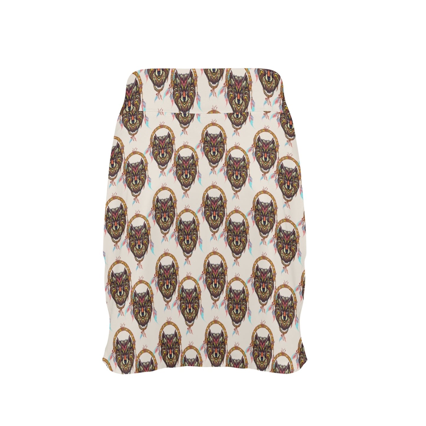 Wolf Tribal Dream Catcher Design Print 17" Golf & Pickleball Skort with Pockets