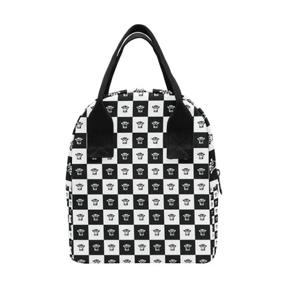 Checkered Flag Crown Pattern Insulated Lunch Bag