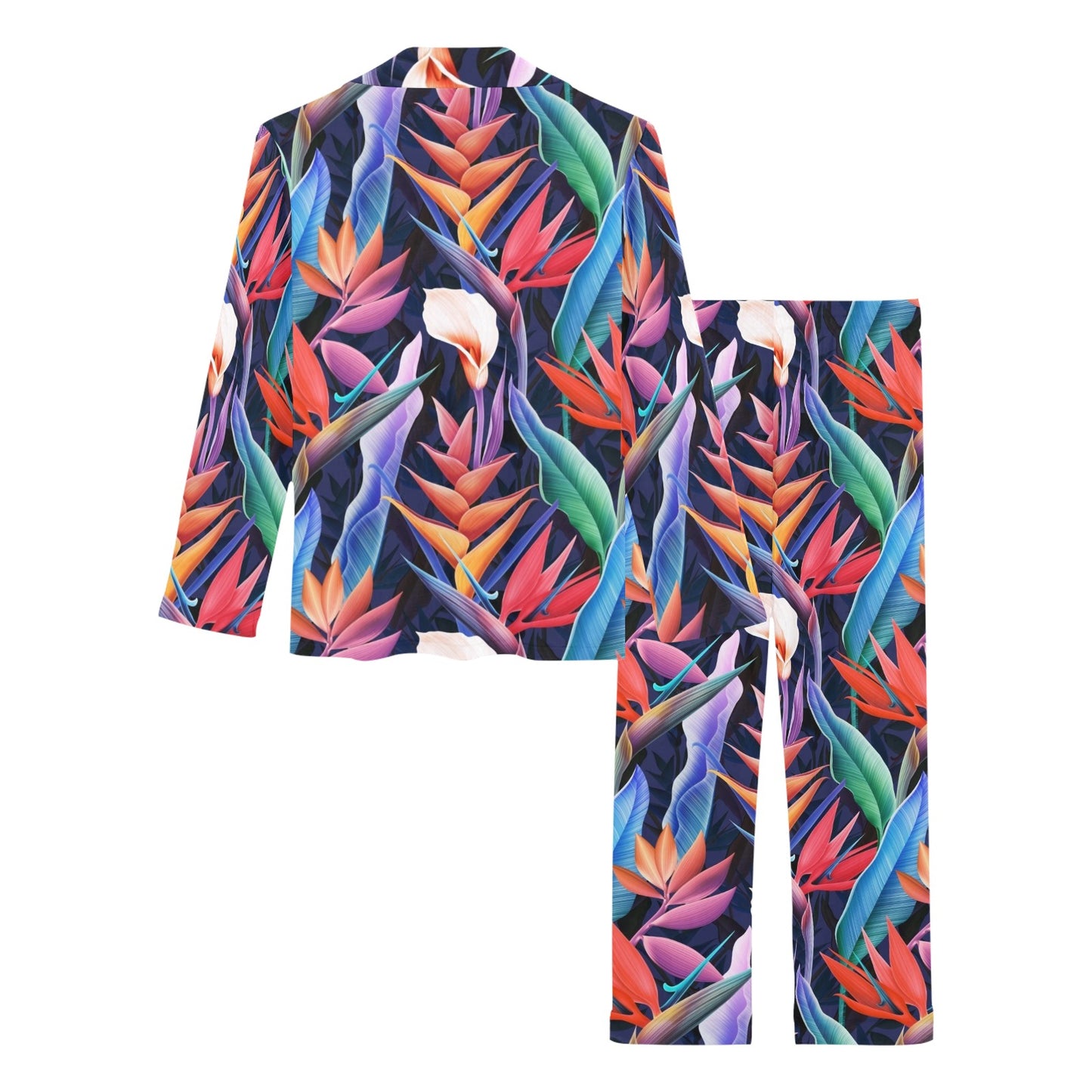 Tropical Flower Pattern Print Design TF023 Women's Long Pajama Set
