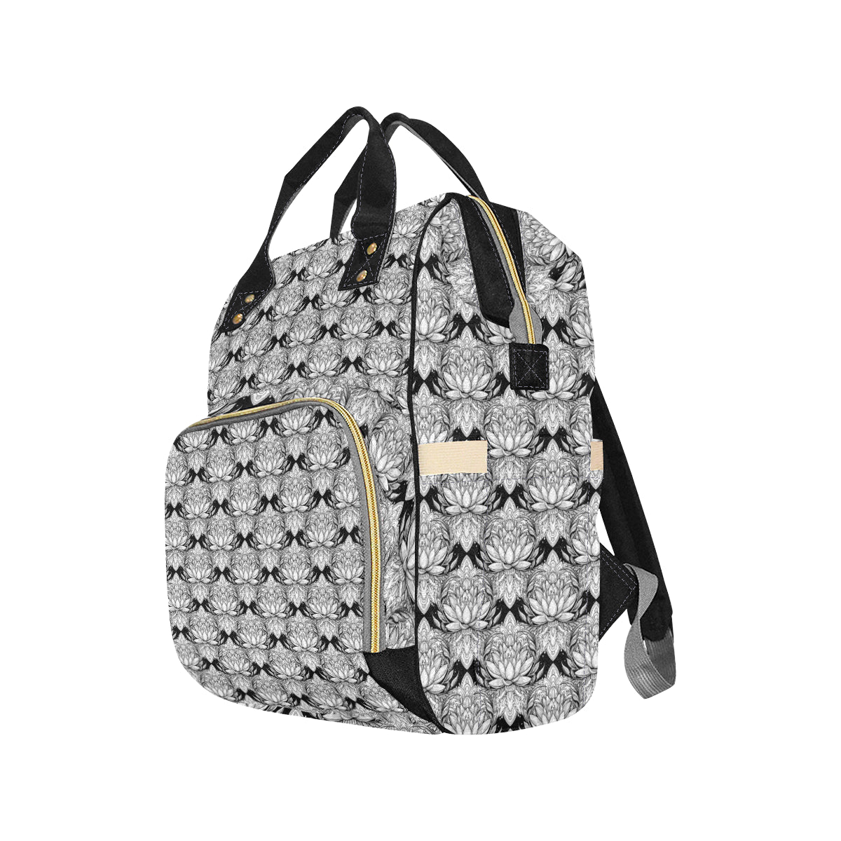 Lotus Mandala Print Pattern Diaper Bag Backpack