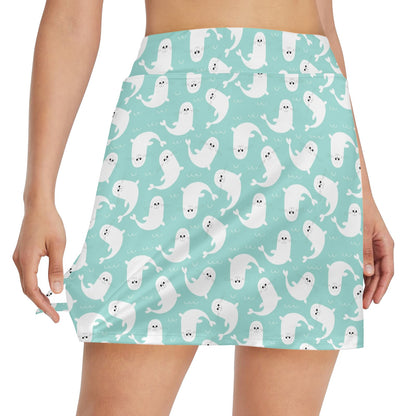 Sea Lion Print Design LKS401 17" Golf & Pickleball Skort with Pockets