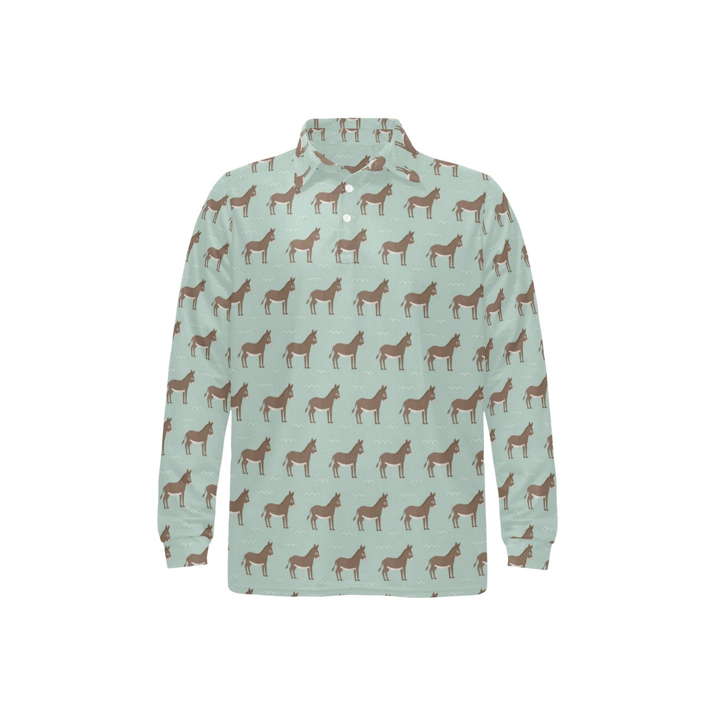 Donkey Print Design LKS402 Long Sleeve Polo Shirt For Men's