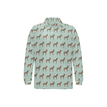 Donkey Print Design LKS402 Long Sleeve Polo Shirt For Men's