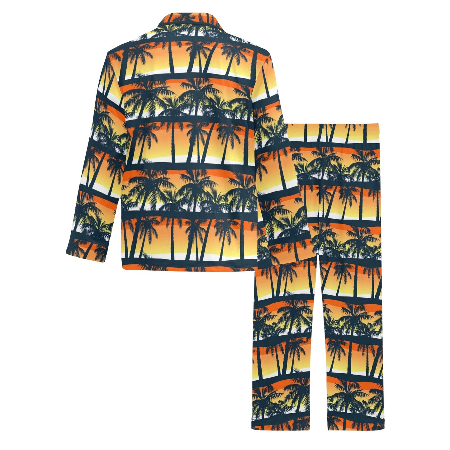 Palm Tree Pattern Print Design PT011 Men's Long Pajama Set