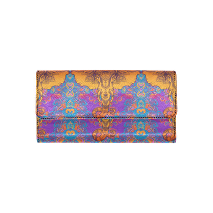 Gold Elephant Indian Women's Trifold Wallet