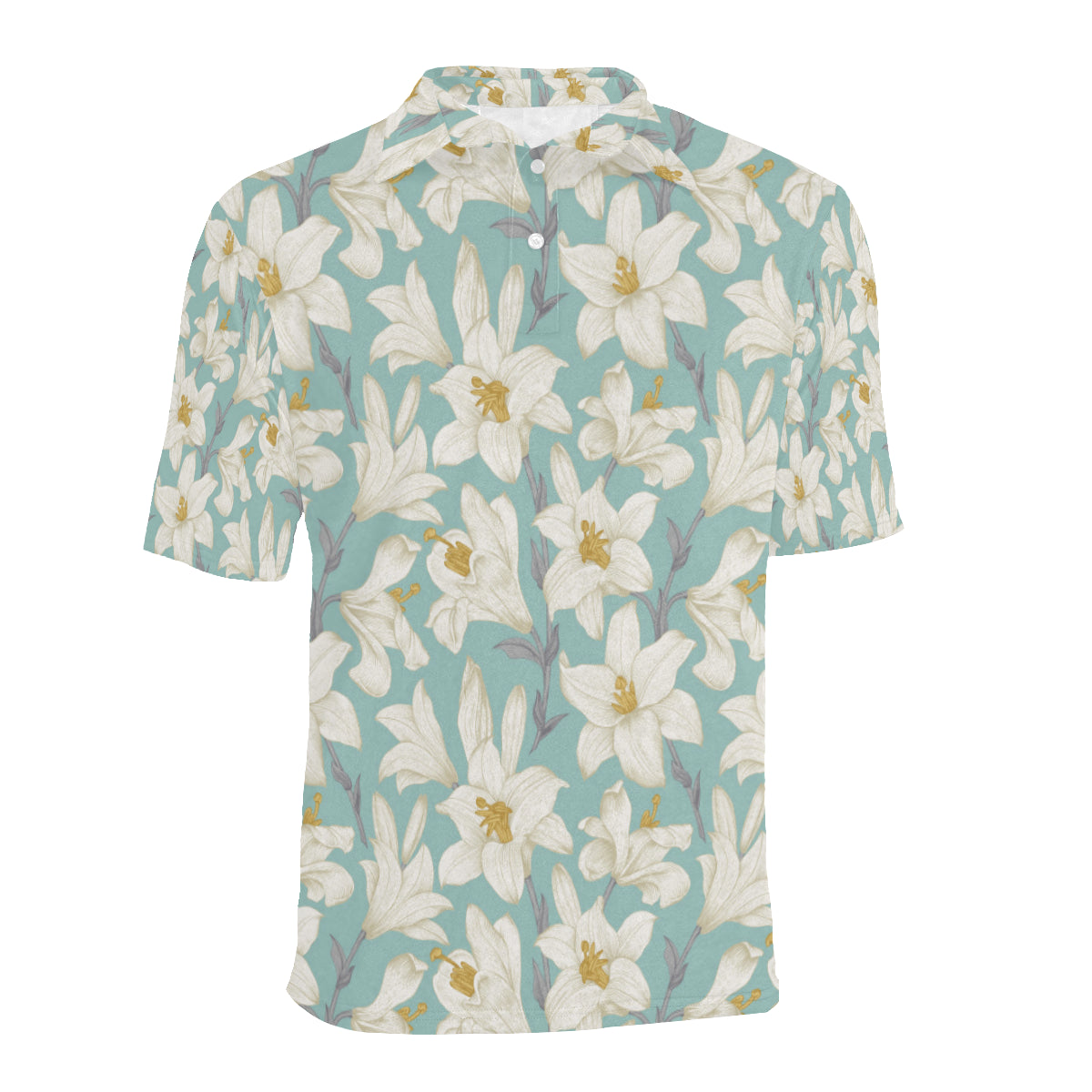 Lily Pattern Print Design 02 Men Polo Shirt