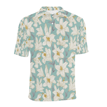 Lily Pattern Print Design 02 Men Polo Shirt