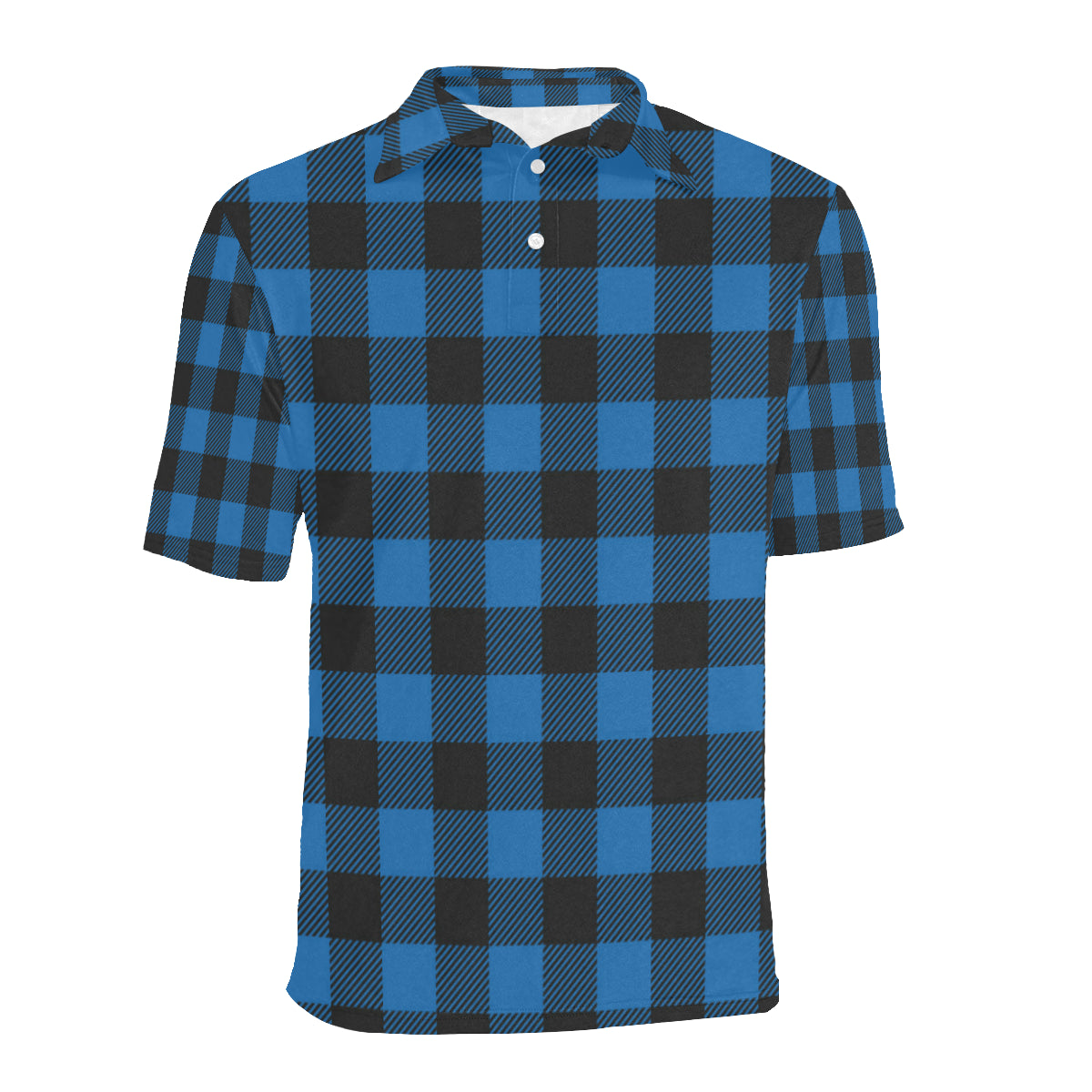 Buffalo check Blue Pattern Print Design 03 Men Polo Shirt