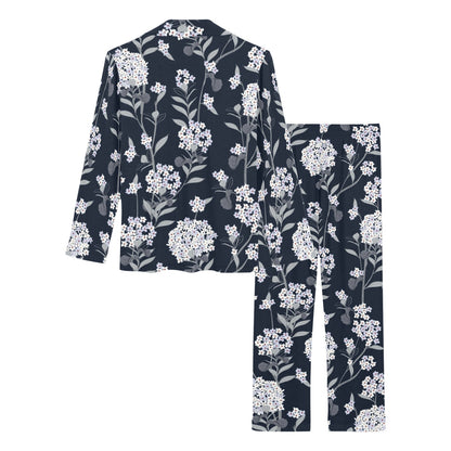 Hydrangea Pattern Print Design HD07 Women's Long Pajama Set