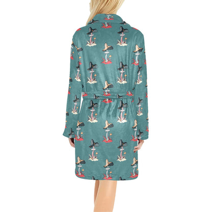 Mushroom Pattern Print Design A04 Women's Fleece Robe