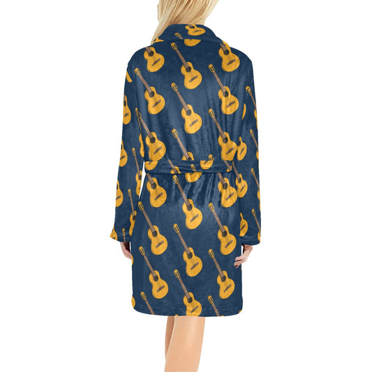 Acoustic Guitar Pattern Print Design 04 Women's Fleece Robe
